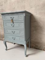 Antiek Frans Ladekastje, brocante blauw, kastje Queen Ann., Ophalen of Verzenden