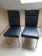 4x leren stoelen, Ophalen, Gebruikt, Zwart, Leer