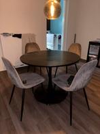 Eettafel met 4 stoelen, Huis en Inrichting, Tafels | Eettafels, Gebruikt, Rond, Ophalen of Verzenden, Modern