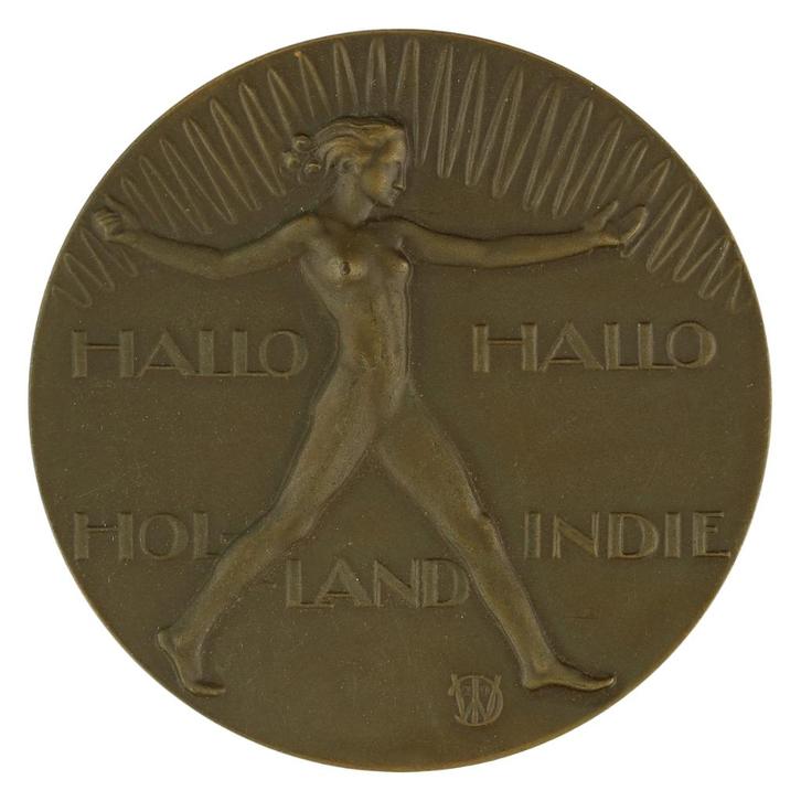 PENNING VPK 1929 Dirk Wolbers : Radio Holland-Indië, Postzegels en Munten, Penningen en Medailles, Brons, Nederland, Verzenden