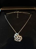 18 karaats ketting en hanger met diamanten, Sieraden, Tassen en Uiterlijk, Kettingen, Ophalen, Wit, Zo goed als nieuw, Met edelsteen
