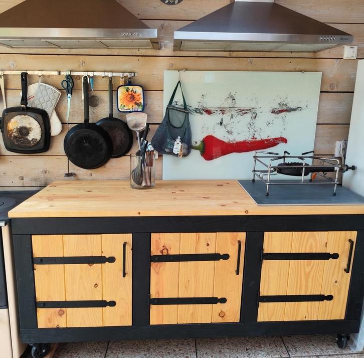 Prachtige Douglashouten Buitenkeuken met BBQ & G4, Tuin en Terras, Buitenkeukens, Nieuw, Houtskool, Ophalen of Verzenden