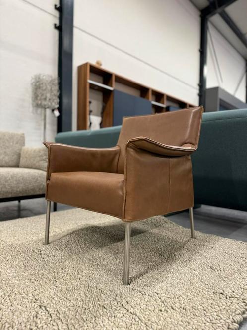 Design on Stock Limec Fauteuil leer Design stoel bruin, Huis en Inrichting, Fauteuils, Zo goed als nieuw, Leer, 75 tot 100 cm