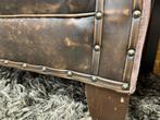 Vintage Lederen Bankstel, Ophalen, Gebruikt, Tweepersoons, Rechte bank