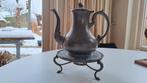 Antieke, tinnen koffiepot met warmhouder., Antiek en Kunst, Ophalen
