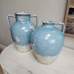 Prachtige set aardewerk vazen van Brynxz, Huis en Inrichting, Ophalen, Blauw, Aardewerk of Porselein, Zo goed als nieuw