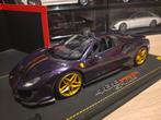 Ferrari 488 Pista Spider Hong Kong BBR 1:18 violet, Ophalen, Zo goed als nieuw, Auto, Overige merken