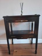 Antieke Theetafel met Glazen Details, Huis en Inrichting, Gebruikt, Glas, 50 tot 100 cm, Minder dan 100 cm