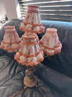 Vintage Tafellamp met Roze Kapjes, Ophalen of Verzenden