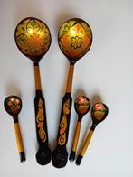 Vintage 5 Khokhloma lak houten lepels handbeschilderd, Ophalen of Verzenden, Zo goed als nieuw
