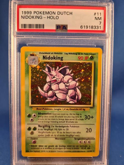 Nidoking 11/102 - Base (PSA 7) (NL), Hobby en Vrije tijd, Verzamelkaartspellen | Pokémon, Gebruikt, Losse kaart, Verzenden