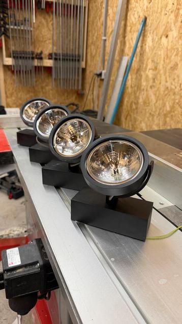 4x Qazqa Zwarte Opbouwspots beschikbaar voor biedingen