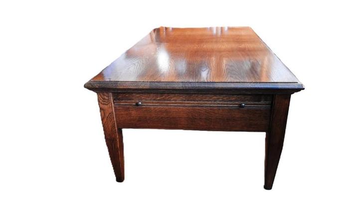 ZGAN, massief eiken salon tafel 130x75x48cm, Huis en Inrichting, Tafels | Salontafels, Zo goed als nieuw, Minder dan 50 cm, 50 tot 100 cm