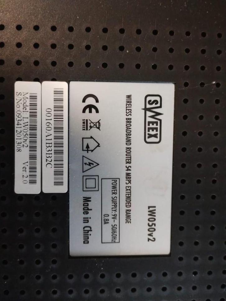 Sweex LW050v2 router, Computers en Software, Routers en Modems, Gebruikt, Router, Ophalen of Verzenden