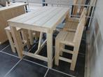 tuintafel bartafel met 6 krukken showroom opruimen, Ophalen, Zo goed als nieuw, Rechthoekig, Hout