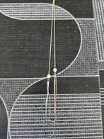 Verzilverde ketting met parel 46-50 cm antiek vintage, Ophalen of Verzenden, Zilver, Ketting