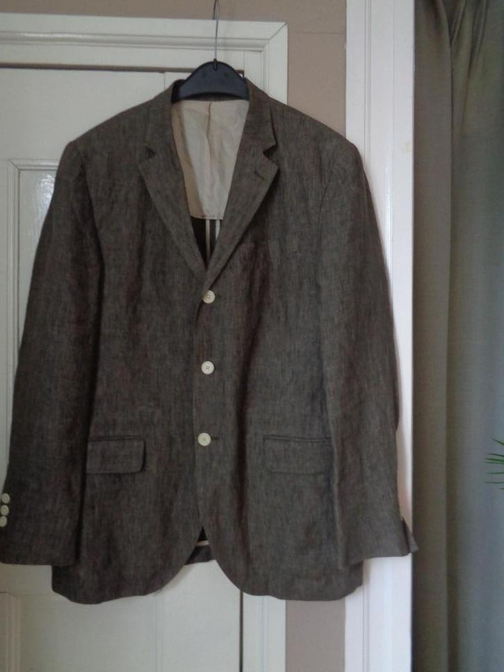 HACKET LONDON linnen colbert :mt 48/50, Kleding | Heren, Kostuums en Colberts, Zo goed als nieuw, Maat 48/50 (M), Bruin, Ophalen of Verzenden