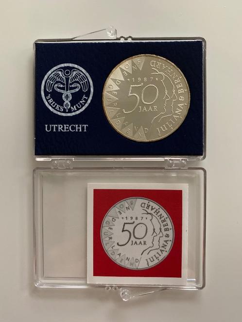 1937-1987 Juliana en Bernhard 50 Gulden Zilver, Postzegels en Munten, Munten | Nederland, 50 gulden, Koningin Beatrix, Zilver