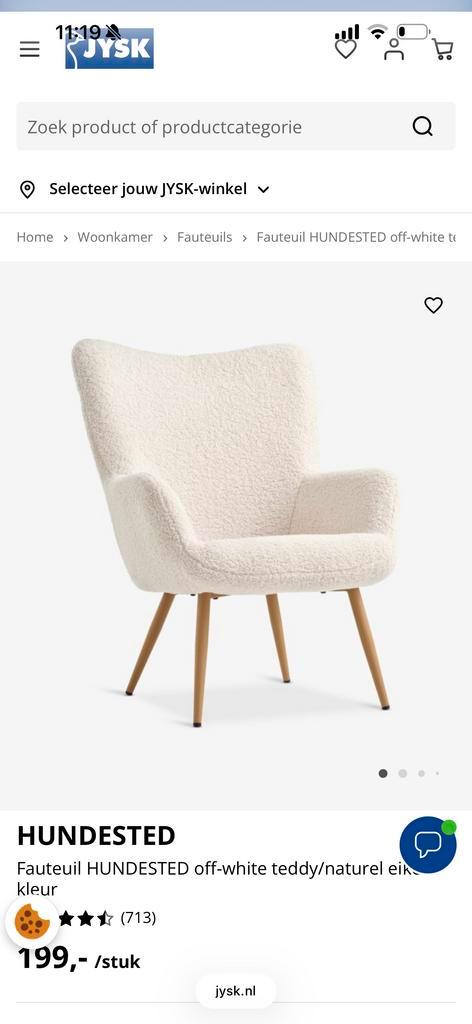 Nieuwe Teddy Stoel met Houten Poten, Huis en Inrichting, Stoelen, Nieuw, Eén, Hout, Wit, Ophalen