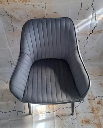 Mooie velvet (eetkamer) stoel - Grijs - Fauteuil - Nieuw! beschikbaar voor biedingen