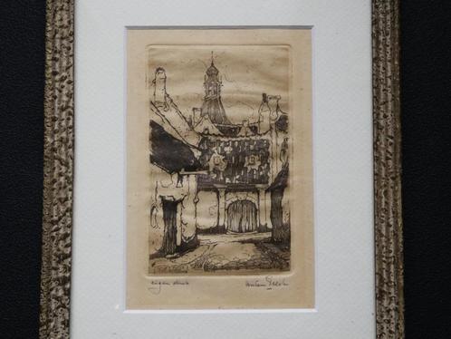 Anton Pieck originele ets Straatje Zalt-Bommel Zaltbommel, Antiek en Kunst, Kunst | Etsen en Gravures, Ophalen of Verzenden