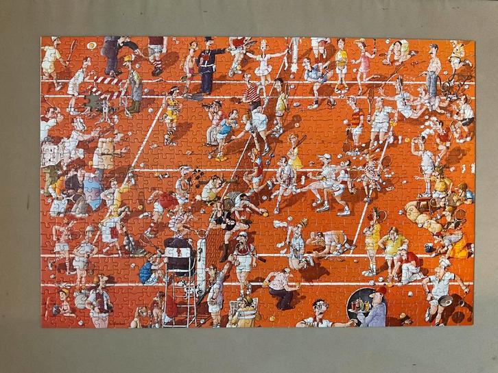 Heye Puzzle Blachon Tennis-Match 750 stukjes let op!, Hobby en Vrije tijd, Denksport en Puzzels, Gebruikt, 500 t/m 1500 stukjes