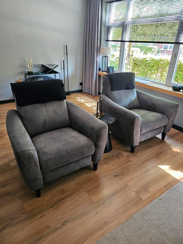 Elektrische Relaxfauteuils - Antraciet Grijs, Huis en Inrichting, Fauteuils, Zo goed als nieuw, Stof, 75 tot 100 cm, 75 tot 100 cm
