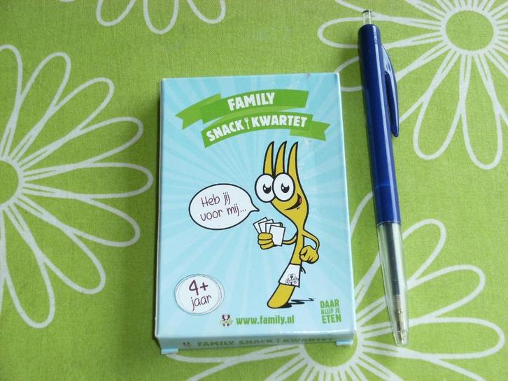 Family Snack kwartet met de kaarten in seal, Verzamelen, Speelkaarten, Jokers en Kwartetten, Nieuw, Kwartet(ten), Ophalen of Verzenden