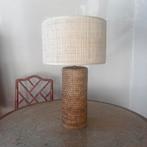 Ronde Birma rieten rotan tafellamp rotan webbing kap vintage, Ophalen of Verzenden, Vintage, X, X