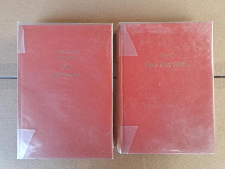 2 schaakboeken Max Euwe - Das Mittelspiel en Das Endspiel, Boeken, Hobby en Vrije tijd, Zo goed als nieuw, Overige onderwerpen
