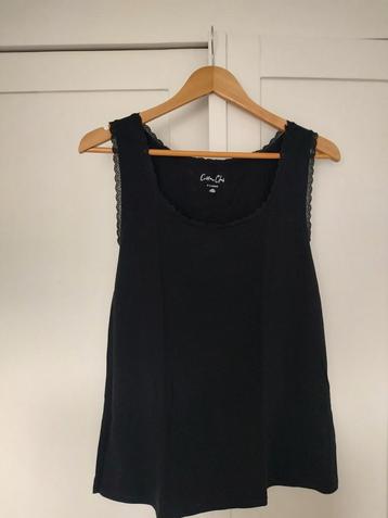 3 Zwarte tops, hemdjes, kanten rand, XL, cotton club beschikbaar voor biedingen