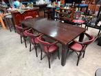 Massief houten donkerbruin tafel stamtafel 220x100 eettafel, Huis en Inrichting, Tafels | Eettafels, Gebruikt, 100 tot 150 cm