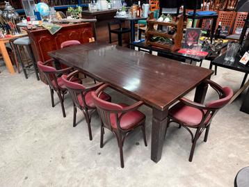 Massief houten donkerbruin tafel stamtafel 220x100 eettafel beschikbaar voor biedingen