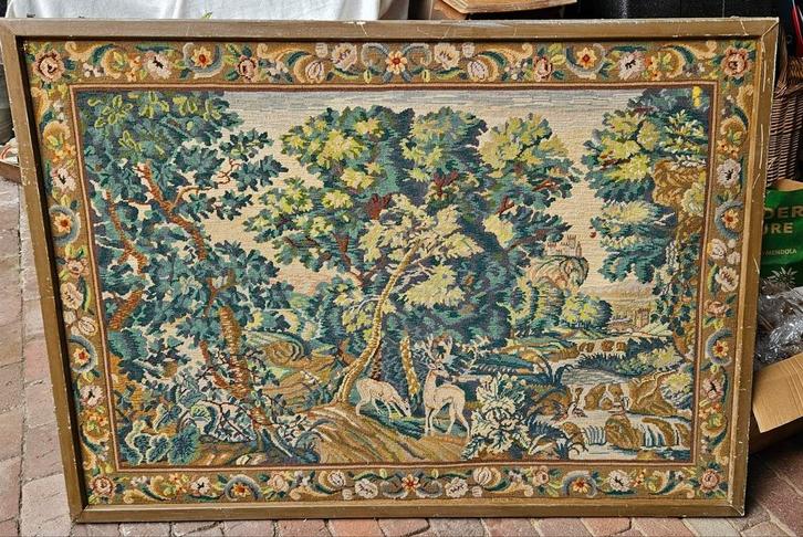 Groot oud wandkleed of wandtapijt, Antiek en Kunst, Kunst | Schilderijen | Abstract, Ophalen of Verzenden