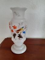 Opaline vaas met handbeschilderde vogel *eureka*, Antiek en Kunst, Antiek | Vazen, Ophalen of Verzenden