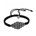 16-21cm Armband Unisex RVS Zilverkleur Zwarte Gewaxte Nylon, Overige materialen, Birgitta-Gracht 33, 6465 EL Kerkrade, Nederland