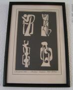 Hubert Bekman 4 figuren peren-kops ets tekening (unframed), Ophalen of Verzenden