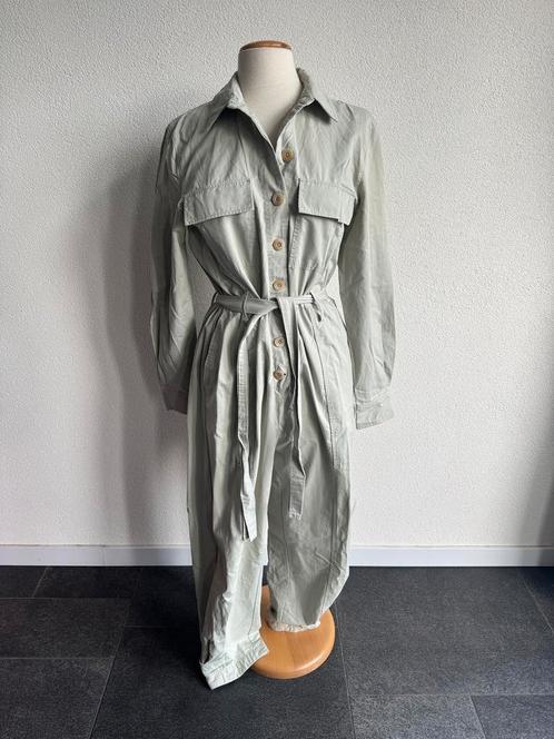 Mango lichtgroene katoenen jumpsuit, Kleding | Dames, Jurken, Zo goed als nieuw, Maat 42/44 (L), Groen, Onder de knie, Ophalen of Verzenden