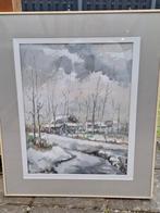 Aquarel winter langs de Dommel, Ophalen of Verzenden