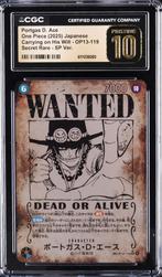 ONE PIECE Ace CGC 10 - OP-13 WANTED - PORTGAS D. ACE JPN, Ophalen of Verzenden, Nieuw, Losse kaart