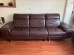 Bruine lederen banken 7 persoons luxe, Ophalen, 250 tot 300 cm, Leer, Rechte bank