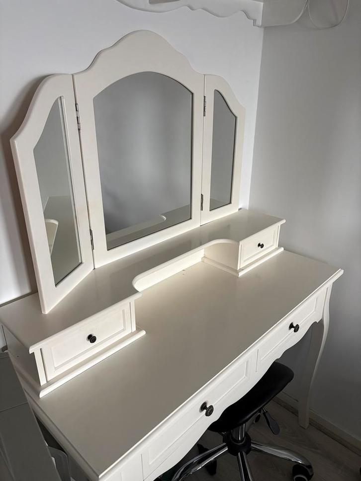 Toilettafel met zadelkruk - Gebruikt, Huis en Inrichting, Tafels | Kaptafels, Gebruikt, Minder dan 100 cm, 50 tot 100 cm, Hout