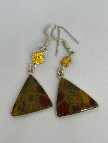 Jaspis & Citrien Edelsteen Oorbellen - Handgemaakt beschikbaar voor biedingen
