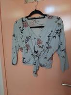 Bloemen Shirtje Maat S, Blauw, Ophalen of Verzenden, Zo goed als nieuw, Lange mouw