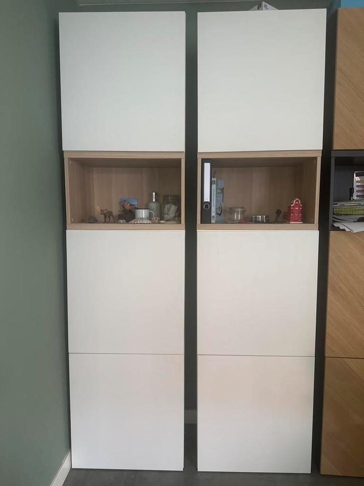 Ikea Besta kasten wit/eiken, Huis en Inrichting, Kasten | Kledingkasten, Zo goed als nieuw, 200 cm of meer, 100 tot 150 cm, 50 tot 75 cm