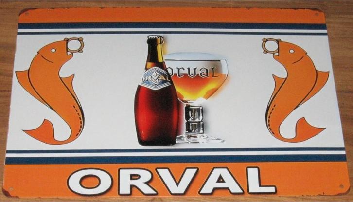 ORVAL BIER : Metalen Bord Orval Abdijbier, Verzamelen, Biermerken, Nieuw, Reclamebord, Plaat of Schild, Overige merken, Verzenden