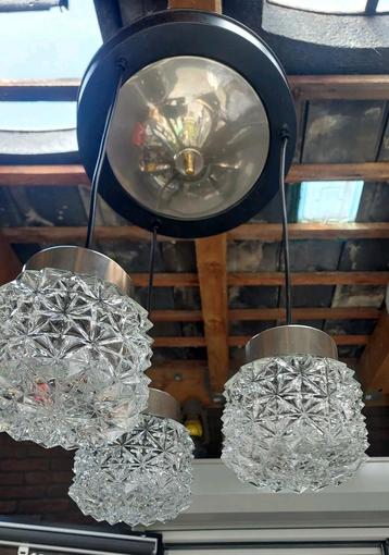 Vintage raak hanglamp glas 60,70jaren  beschikbaar voor biedingen