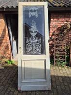 243,5hx85,5br Deur prachtig ge-etst glas (glasmaat 143x62,7), Ophalen