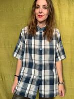 Vintage blouse / shirt / overhemd - geruit - blauw / wit, Maat 38/40 (M), Blauw, Ophalen of Verzenden, HGV