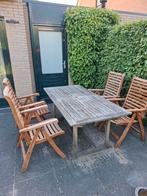4 teakhouten tuinstoelen, Tuin en Terras, Ophalen, Zo goed als nieuw, Teakhout